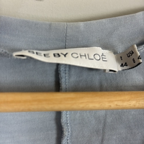 See By Chloe Blue- Grey Short Sleeve Tee Size 8 - Picture 2 of 5